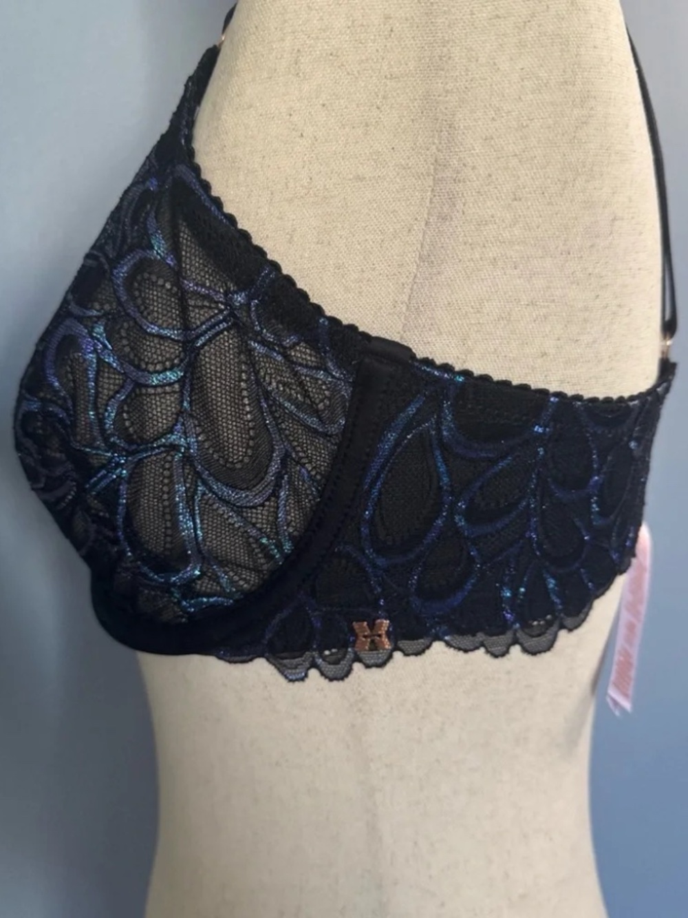 Savage X Fenty Not Sorry Demi Lace Bra 36DD Black Caviar - Picture 6 of 12